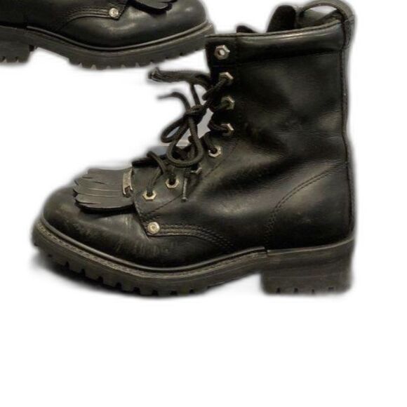 Harley-Davidson Black Leather Kiltie Fringe Boots - Size 7 - Picture 9 of 12